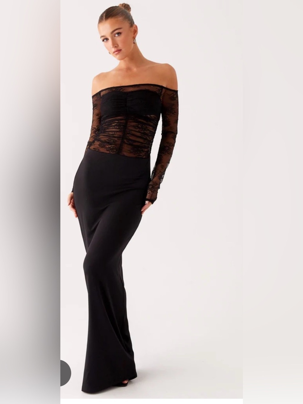Peppermayo Avi Maxi Dress Black Lace Long Sleeve US 6 NWT